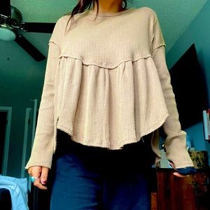 free people thermal babydoll long sleeve shirt